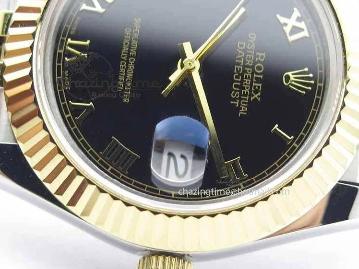 Roman YG Maker Black On Bracelet Edition A2813 BP Best 41mm DateJust SS Jubilee Dial II 0521